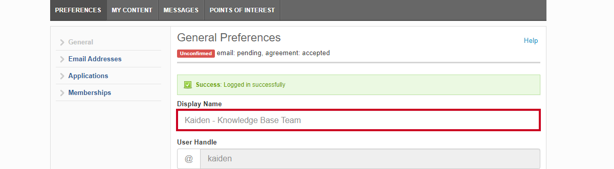 Display Name field