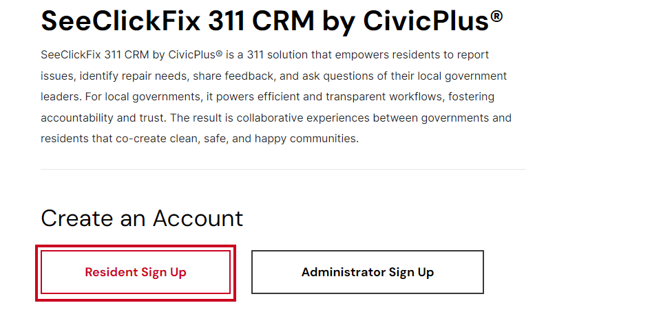 Resident Sign Up